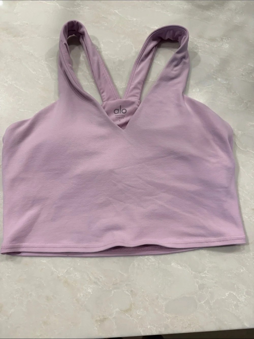 ALO Yoga Lavender V-Neck Athletic Bra Top